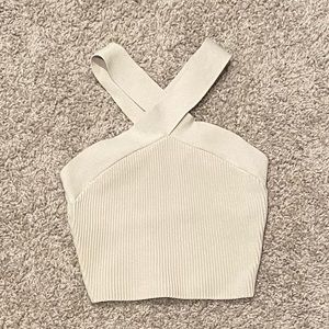 Aritzia Babaton Sculpt Knit Criss Cross Cropped Tank